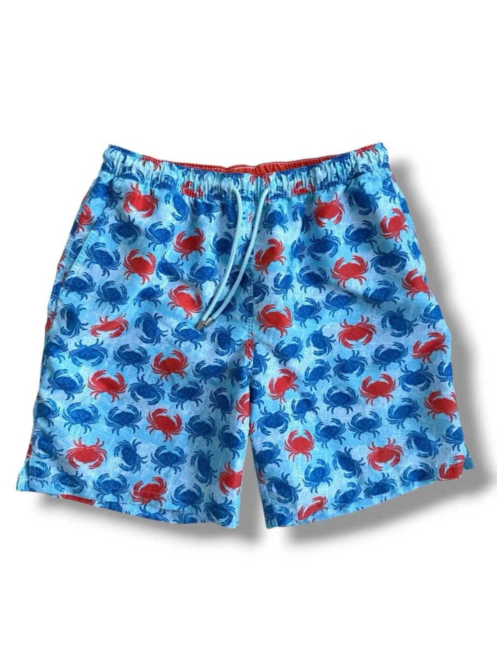 Peter Millar Seaside Collection Blue Crab Print Swim Trunks Size Large